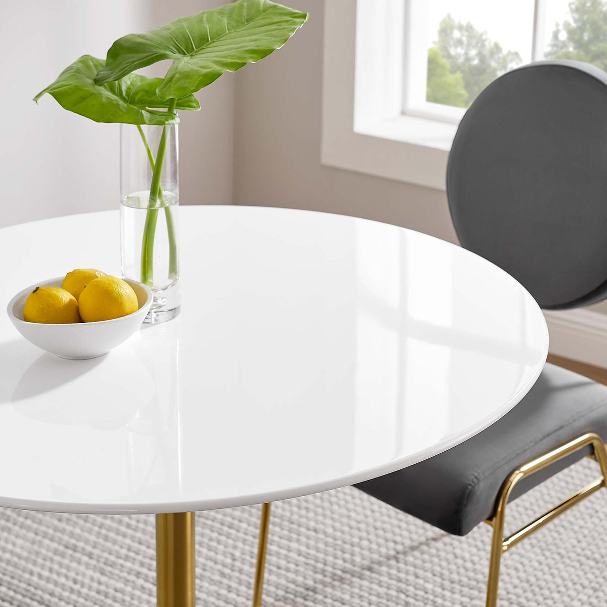 Lippa 36" Round Wood Dining Table - Gold White