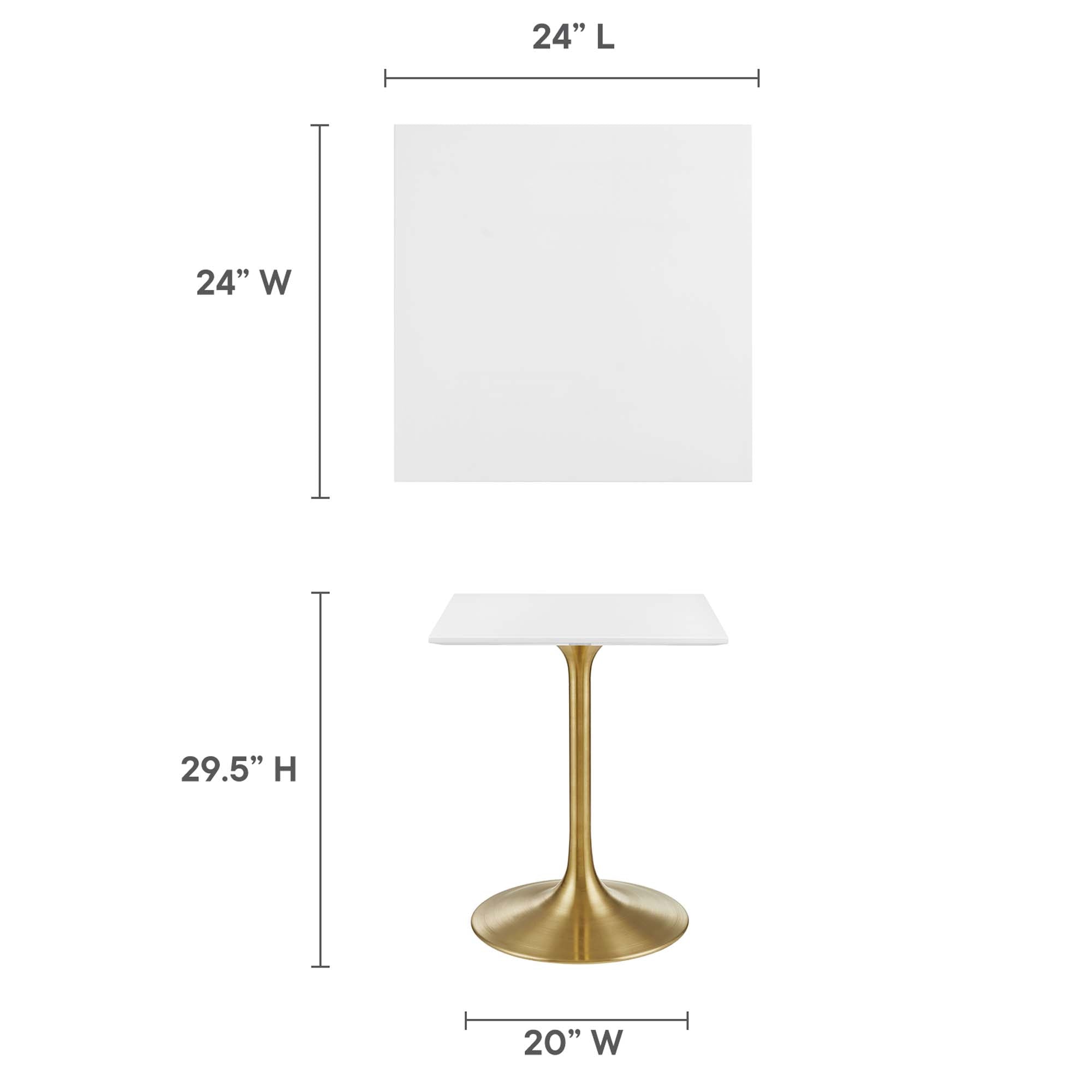 Lippa 24" Square Wood Dining Table - Gold White