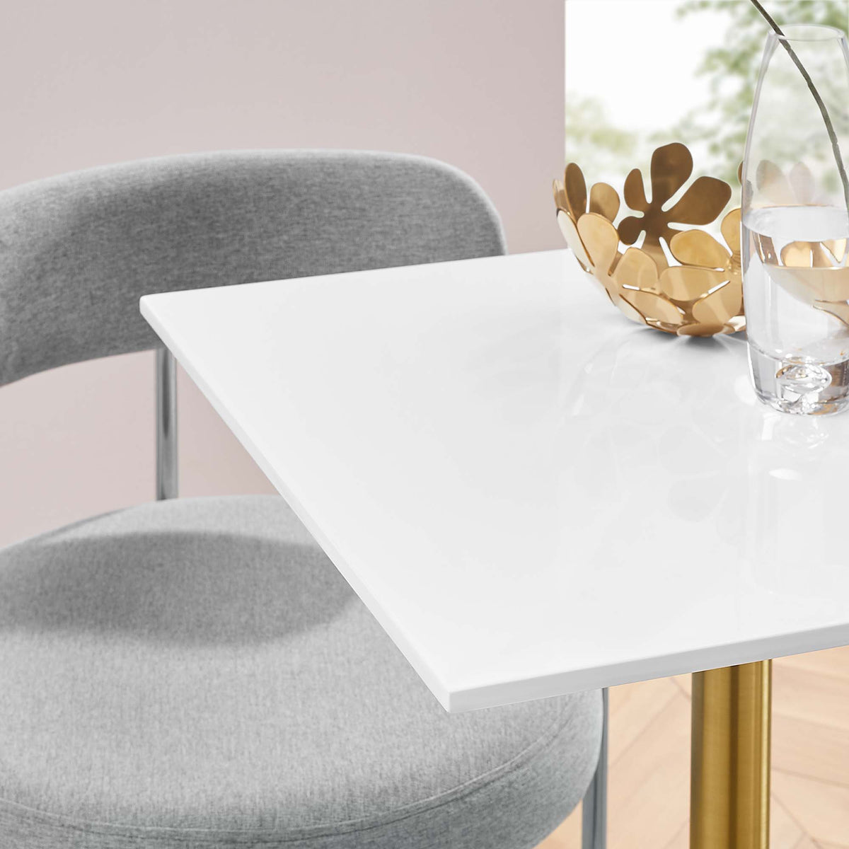 Lippa 24" Square Wood Dining Table - Gold White