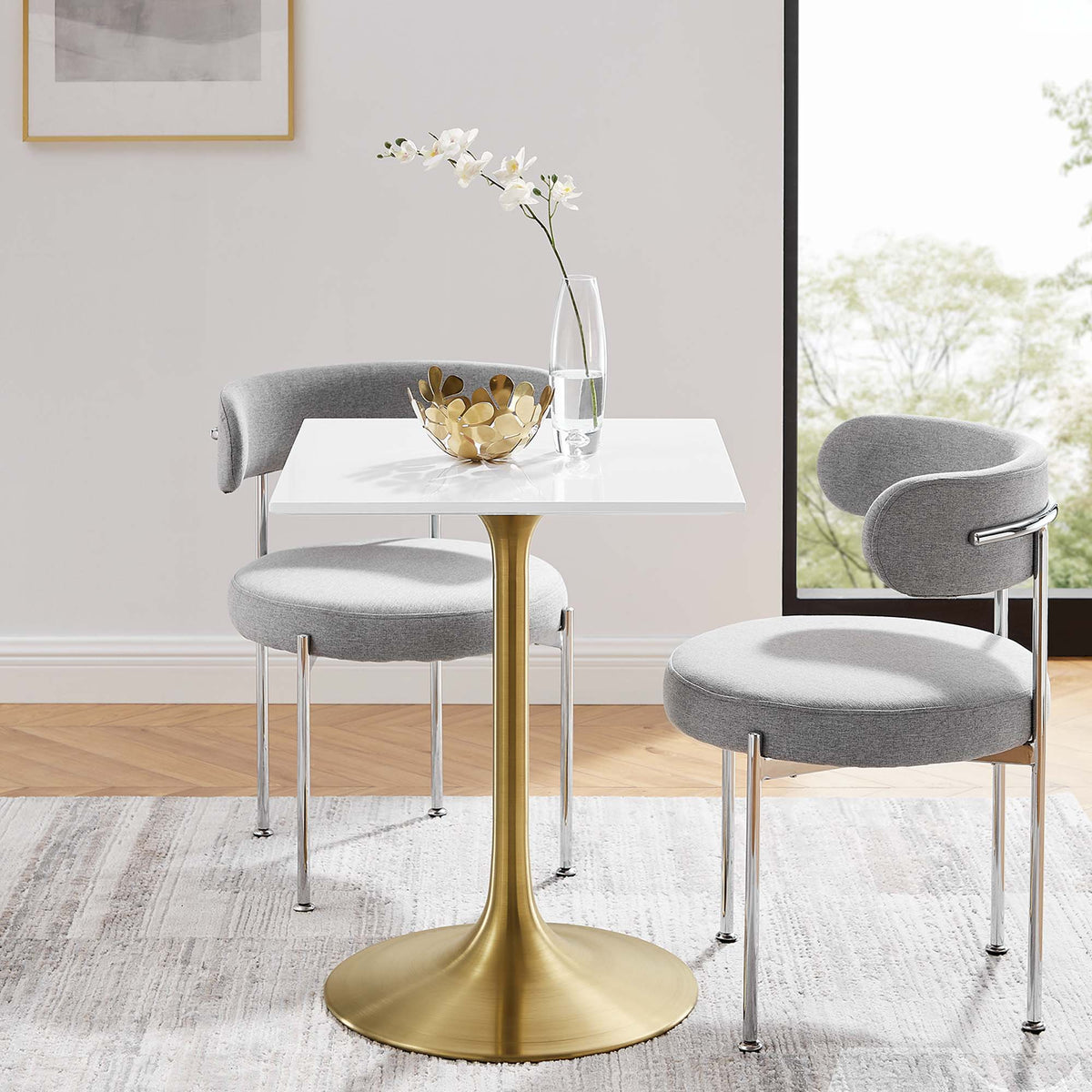 Lippa 24" Square Wood Dining Table - Gold White
