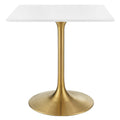 Lippa 28" Square Wood Dining Table - Gold White