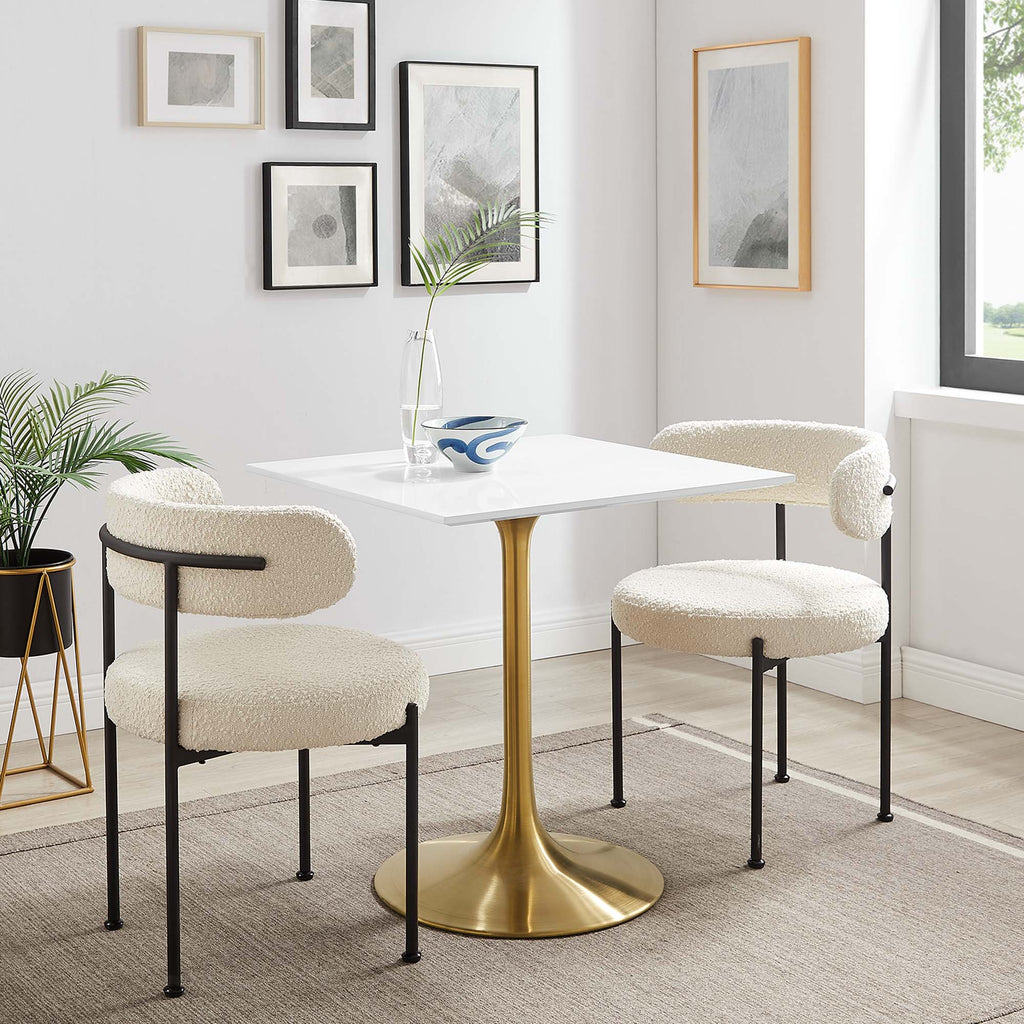 Lippa 28" Square Wood Dining Table - Gold White