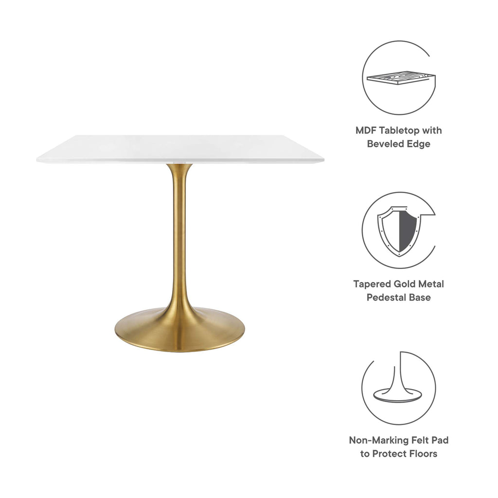 Lippa 36" Square Wood Dining Table - Gold White