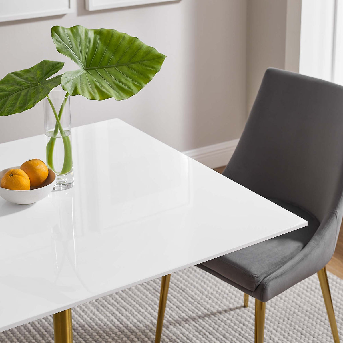 Lippa 36" Square Wood Dining Table - Gold White
