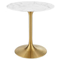 Lippa 28" Round Faux Marble Dining Table - Gold White