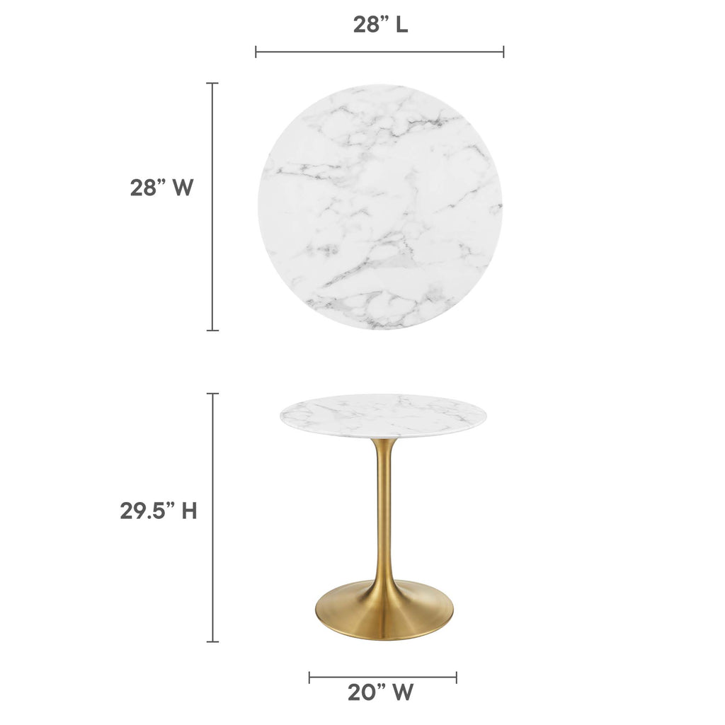 Lippa 28" Round Faux Marble Dining Table - Gold White