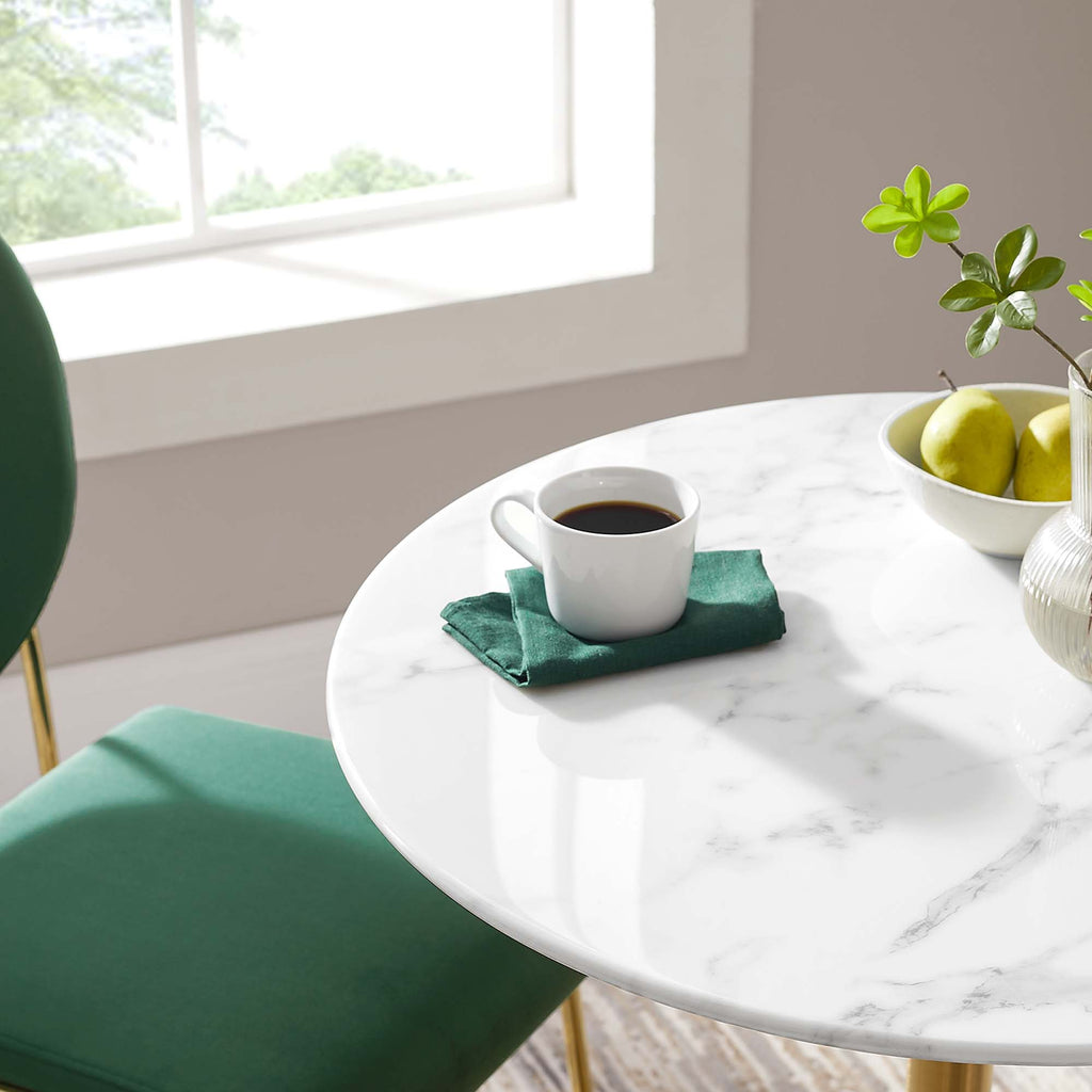 Lippa 28" Round Faux Marble Dining Table - Gold White