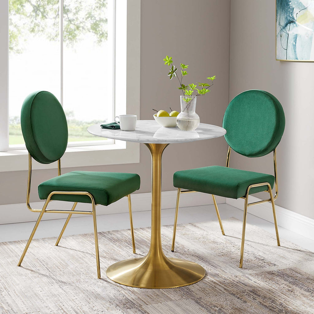Lippa 28" Round Faux Marble Dining Table - Gold White