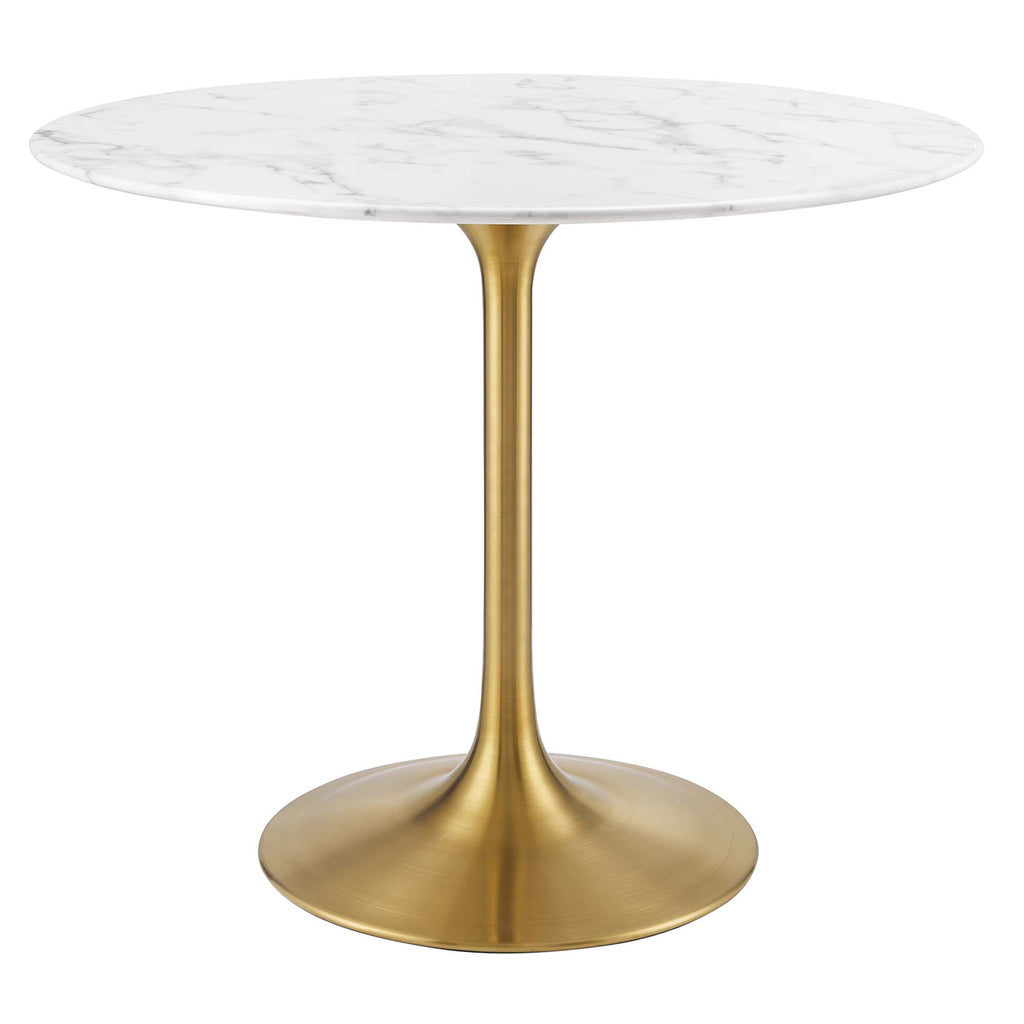 Lippa 36" Round Faux Marble Dining Table - Gold White
