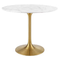 Lippa 36" Round Faux Marble Dining Table - Gold White