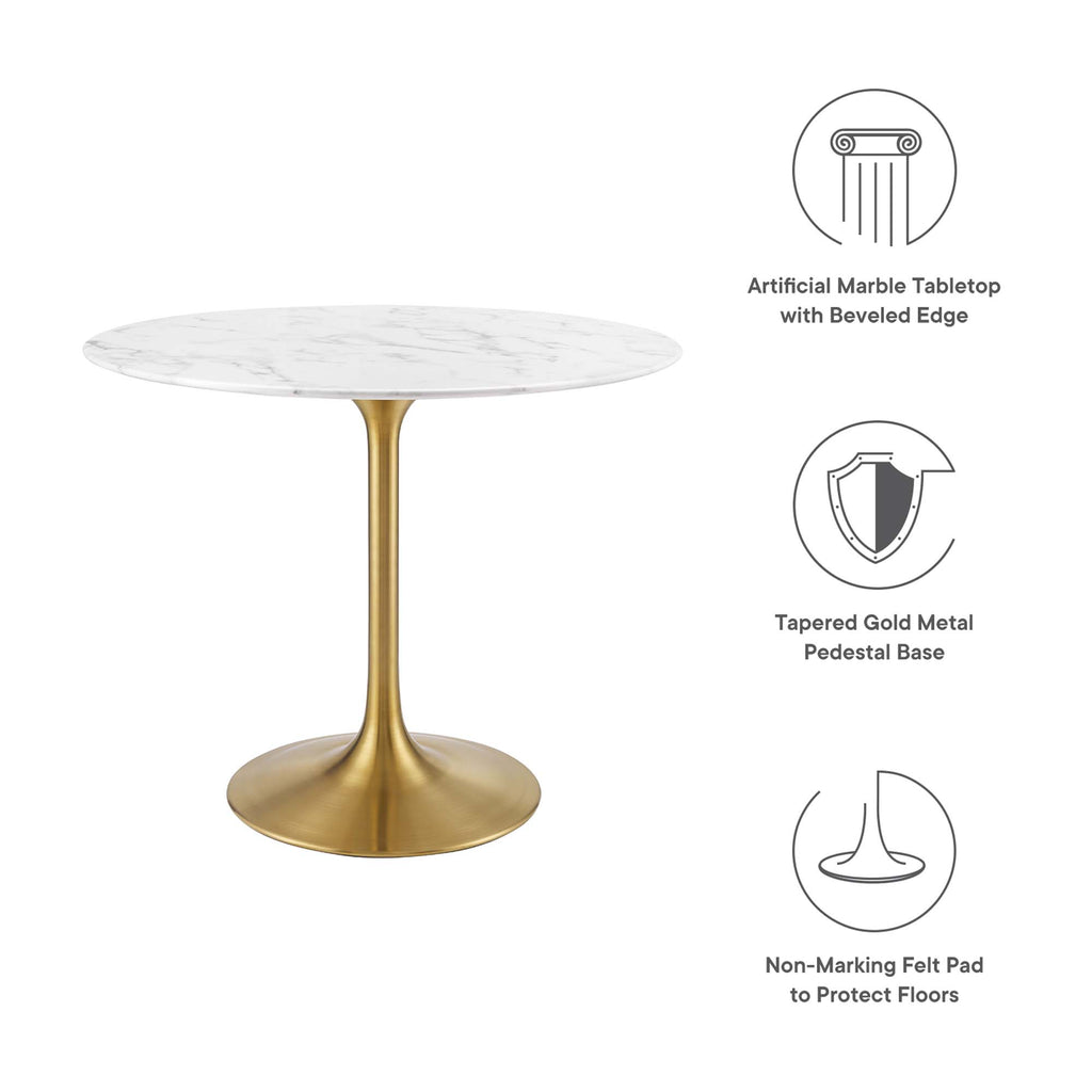Lippa 36" Round Faux Marble Dining Table - Gold White