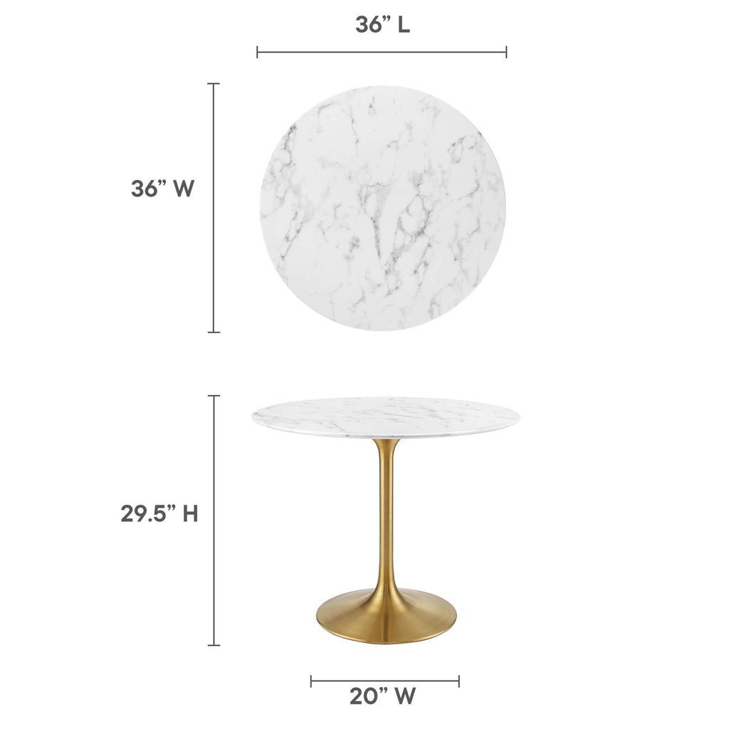 Lippa 36" Round Faux Marble Dining Table - Gold White