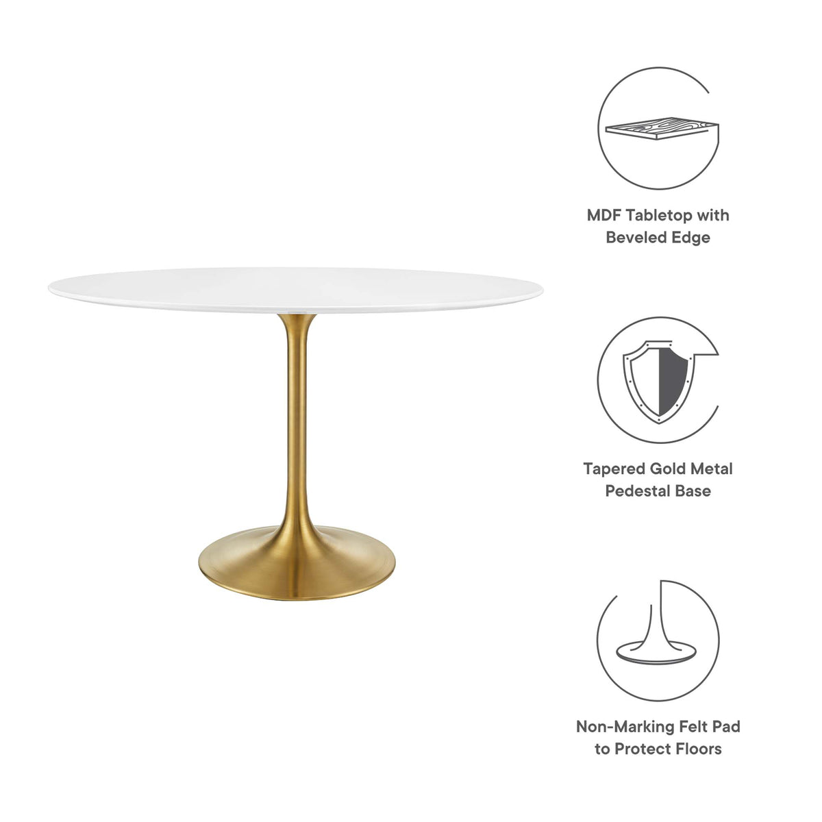Lippa 48" Oval Wood Dining Table - Gold White