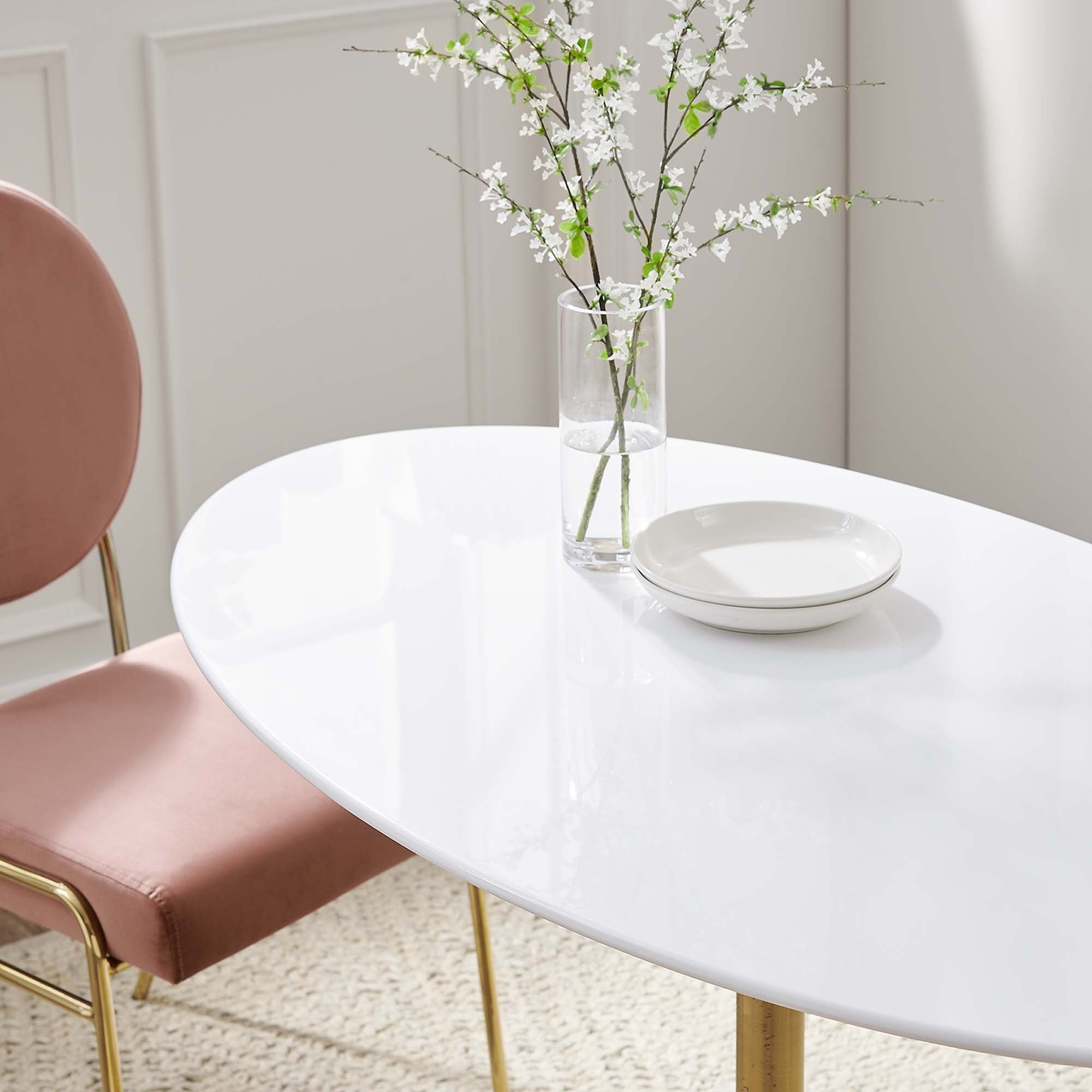 Lippa 48" Oval Wood Dining Table - Gold White