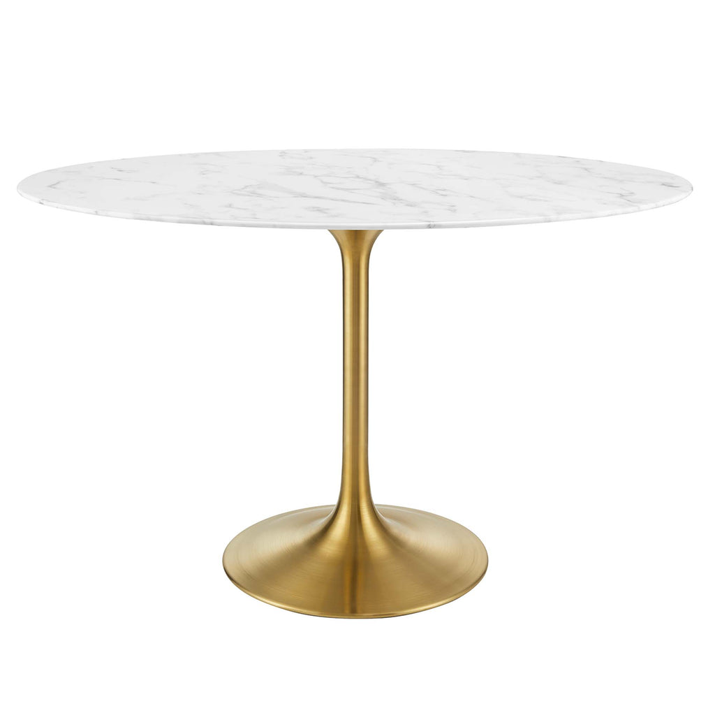 Lippa 48" Oval Faux Marble Dining Table - Gold White