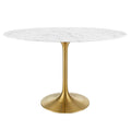 Lippa 48" Oval Faux Marble Dining Table - Gold White