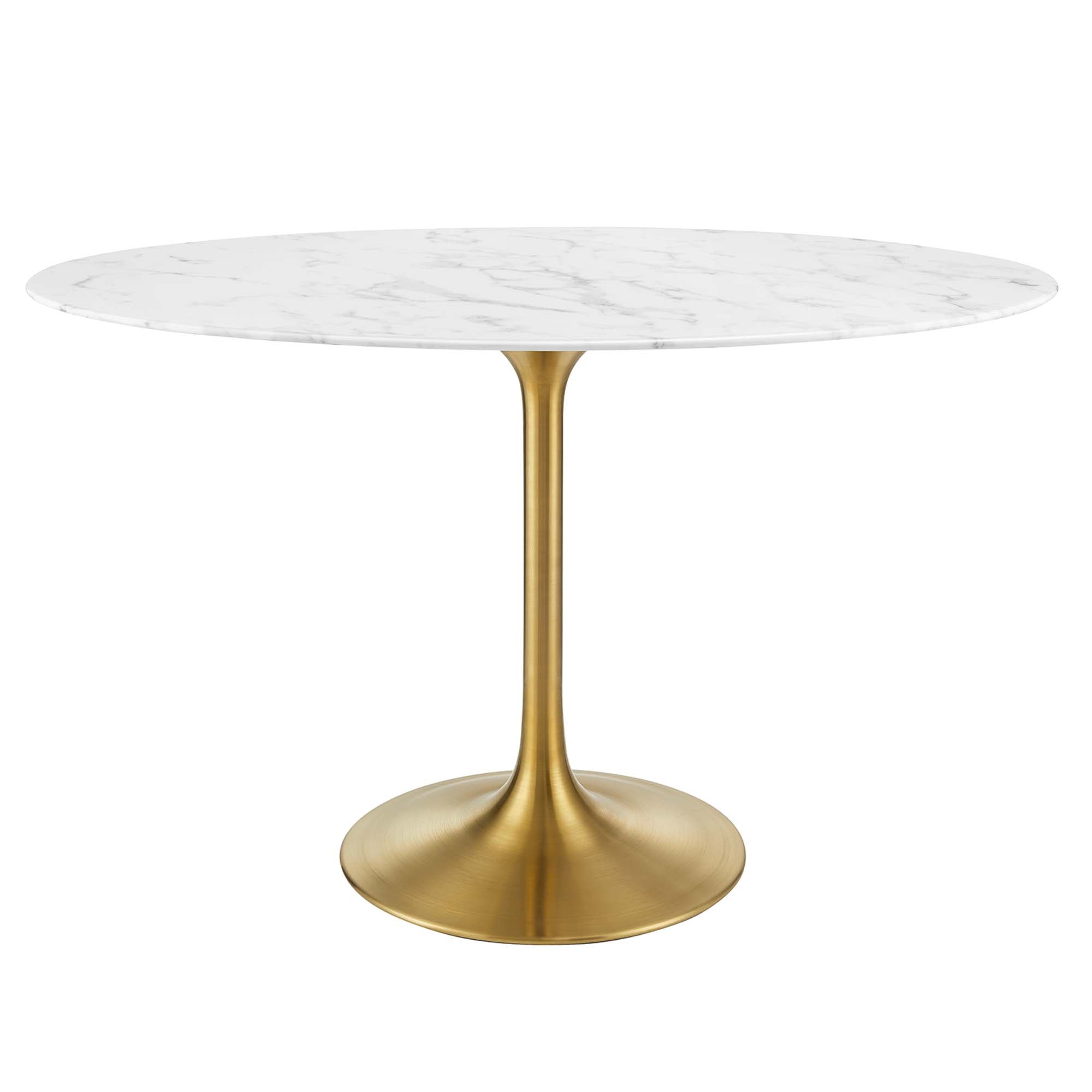 Lippa 48" Oval Faux Marble Dining Table - Gold White