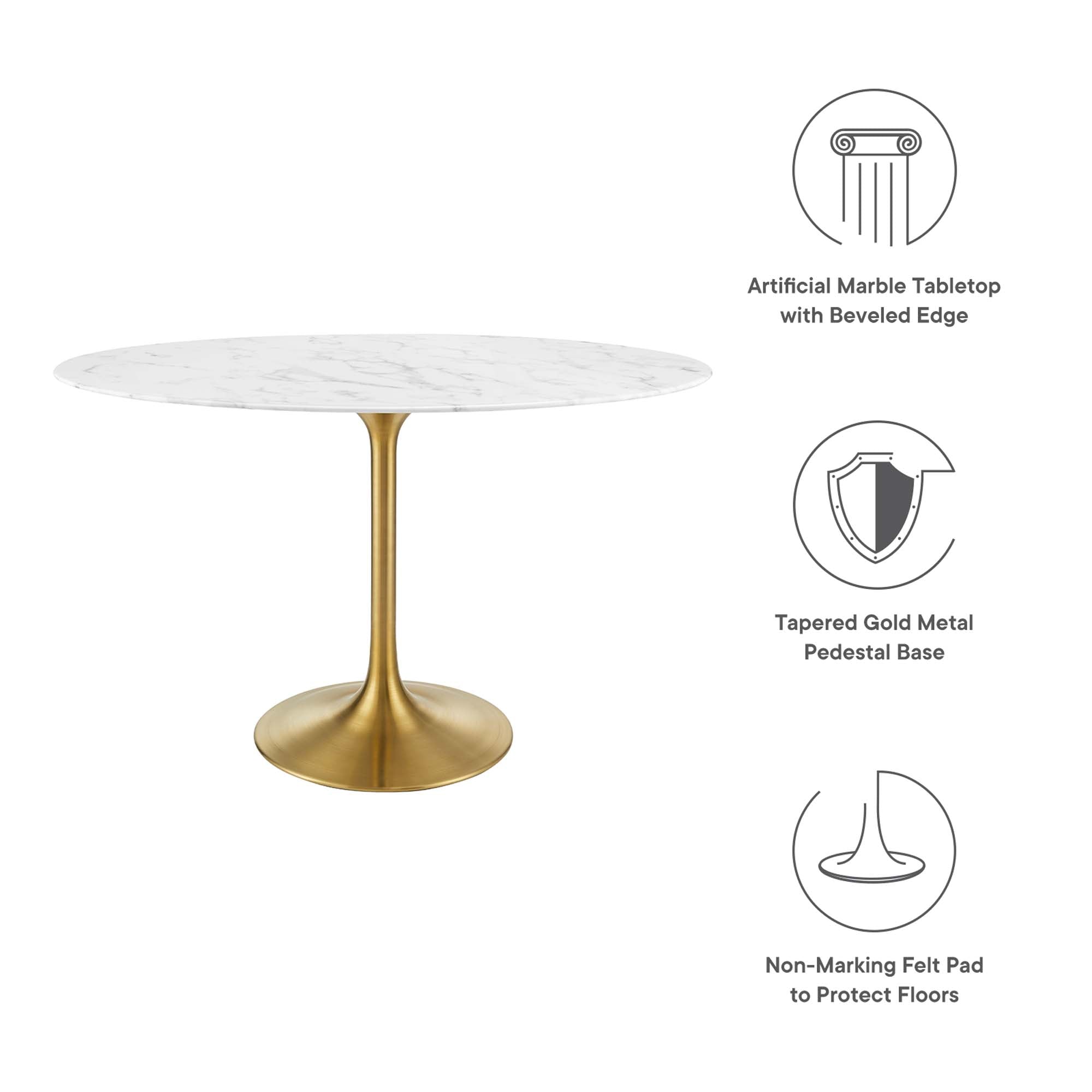 Lippa 48" Oval Faux Marble Dining Table - Gold White