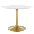 Lippa 40" Round Wood Dining Table - Gold White