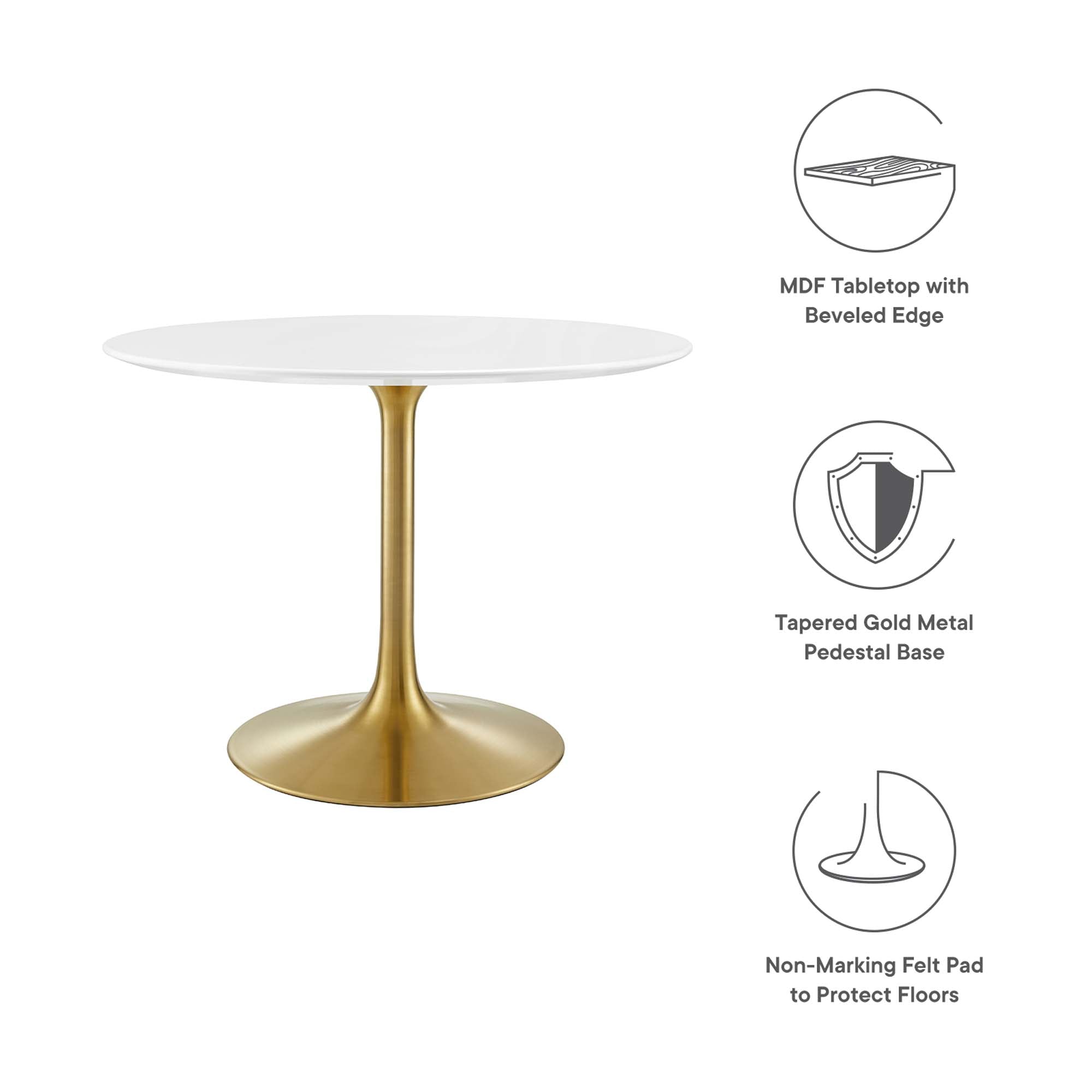 Lippa 40" Round Wood Dining Table - Gold White