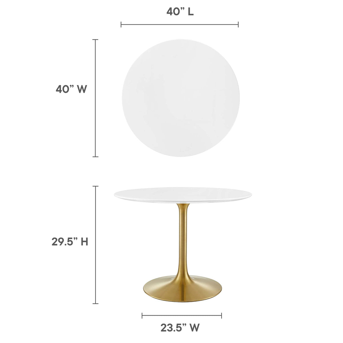 Lippa 40" Round Wood Dining Table - Gold White