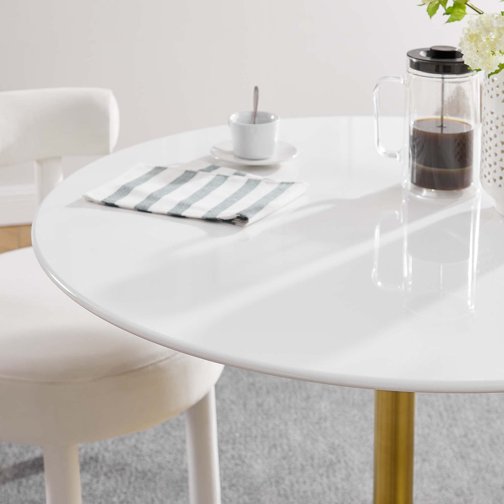 Lippa 40" Round Wood Dining Table - Gold White