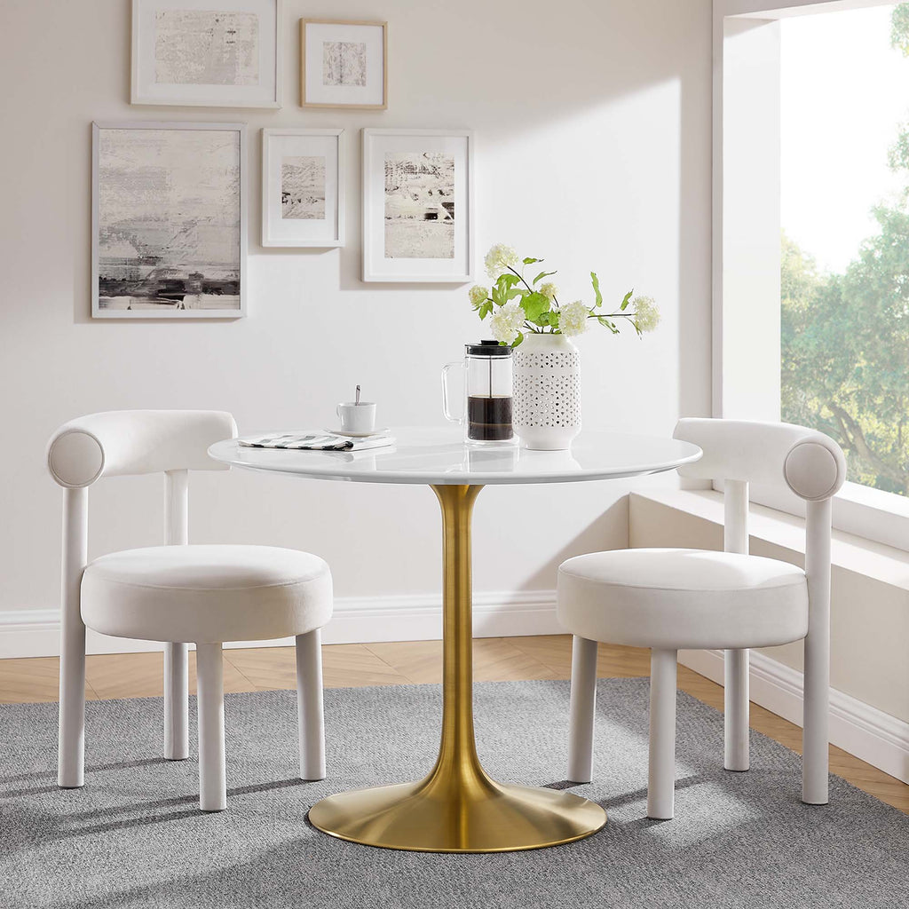 Lippa 40" Round Wood Dining Table - Gold White
