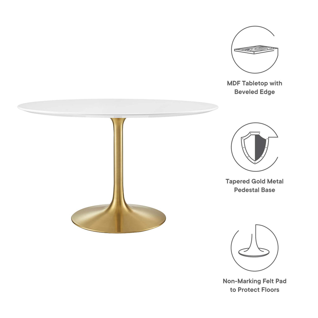 Lippa 48" Round Wood Dining Table - Gold White