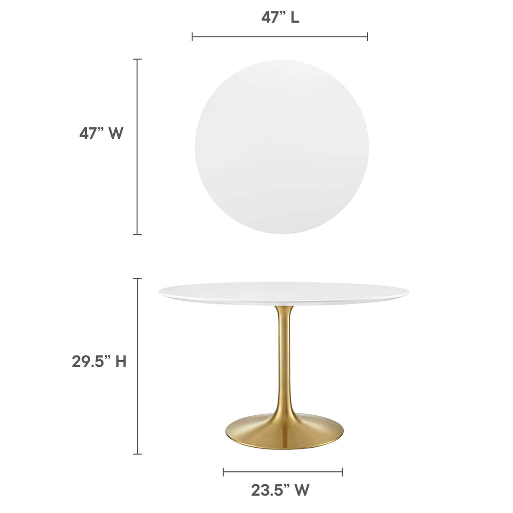 Lippa 48" Round Wood Dining Table - Gold White