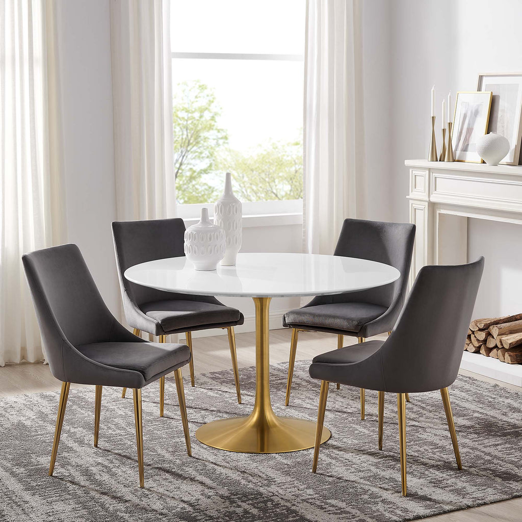 Lippa 48" Round Wood Dining Table - Gold White