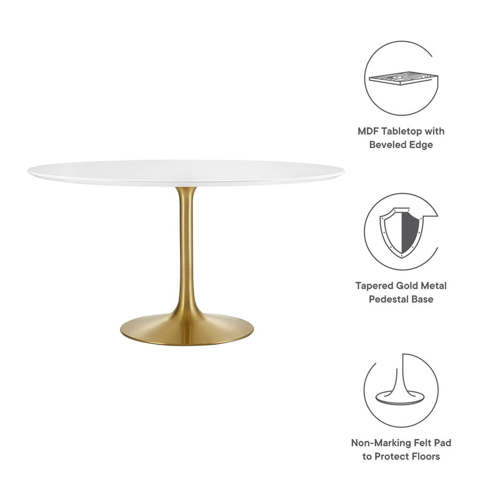 Lippa 54" Round Wood Dining Table - Gold White