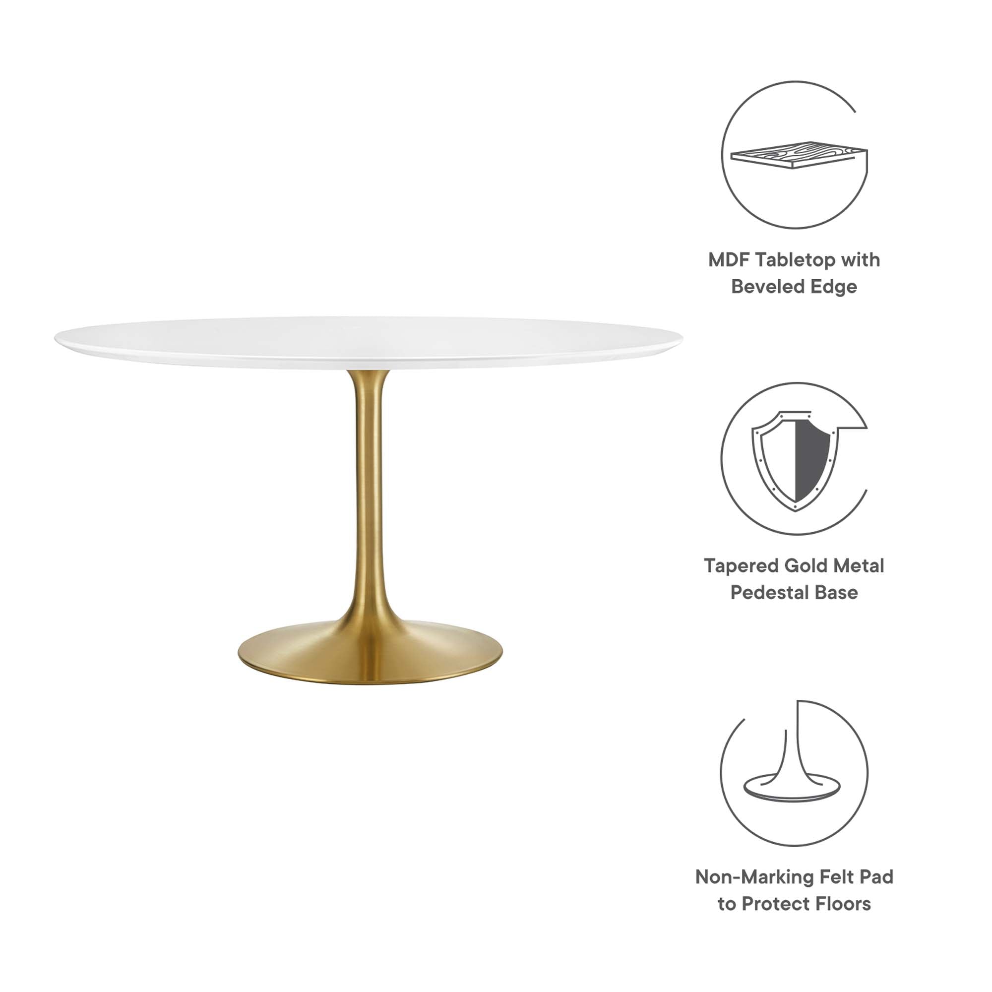 Lippa 54" Round Wood Dining Table - Gold White