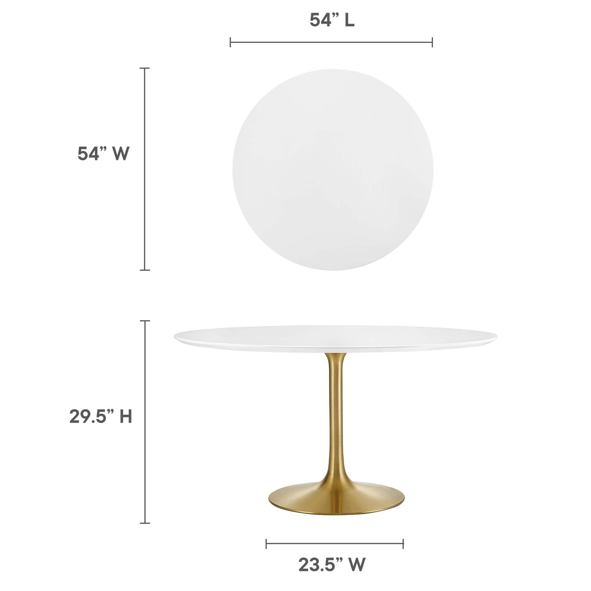 Lippa 54" Round Wood Dining Table - Gold White