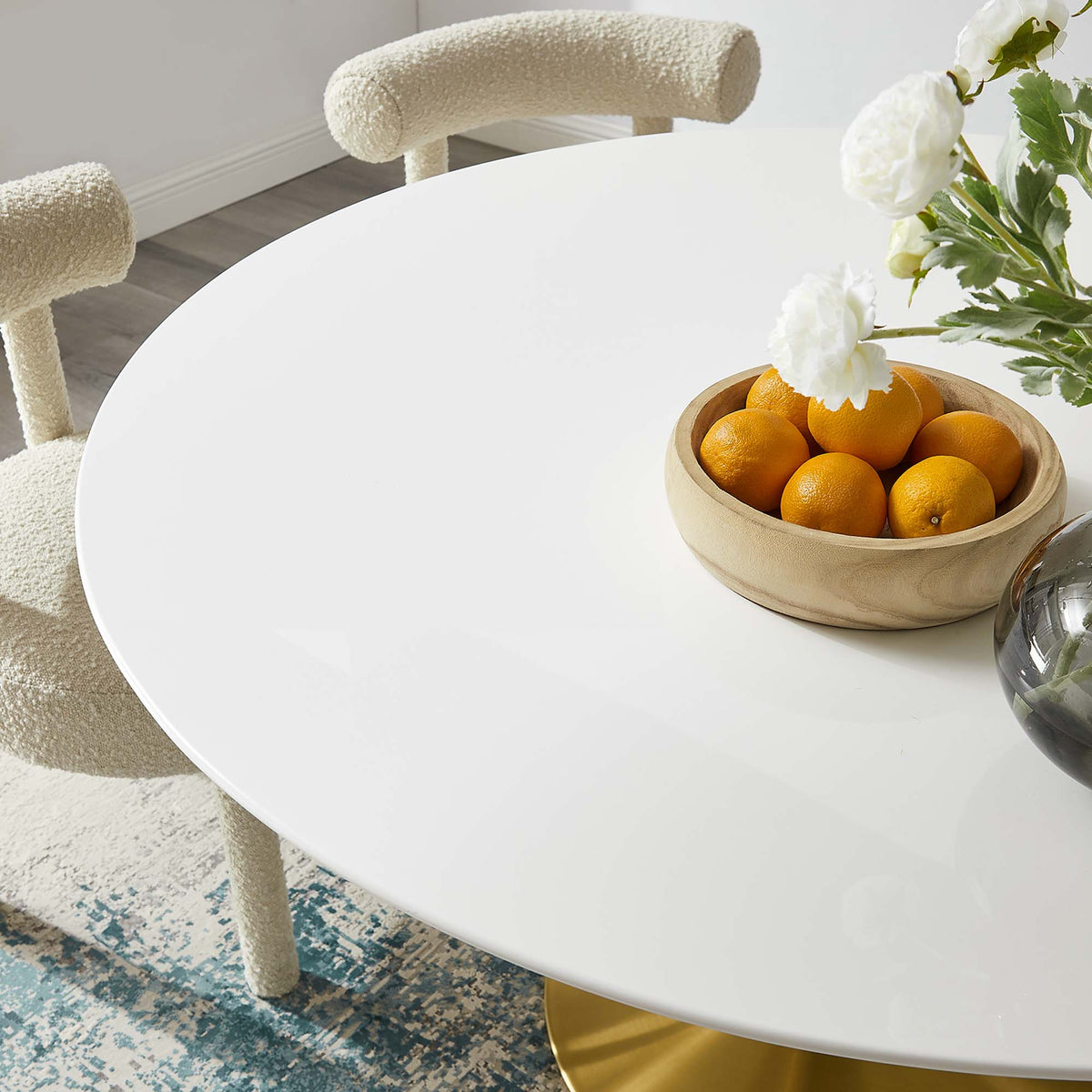 Lippa 54" Round Wood Dining Table - Gold White