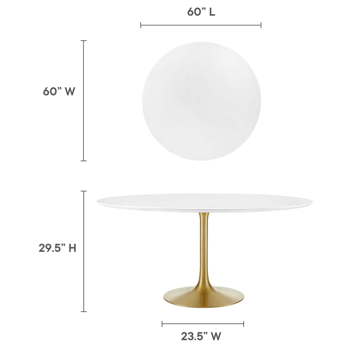 Lippa 60" Round Wood Dining Table - Gold White