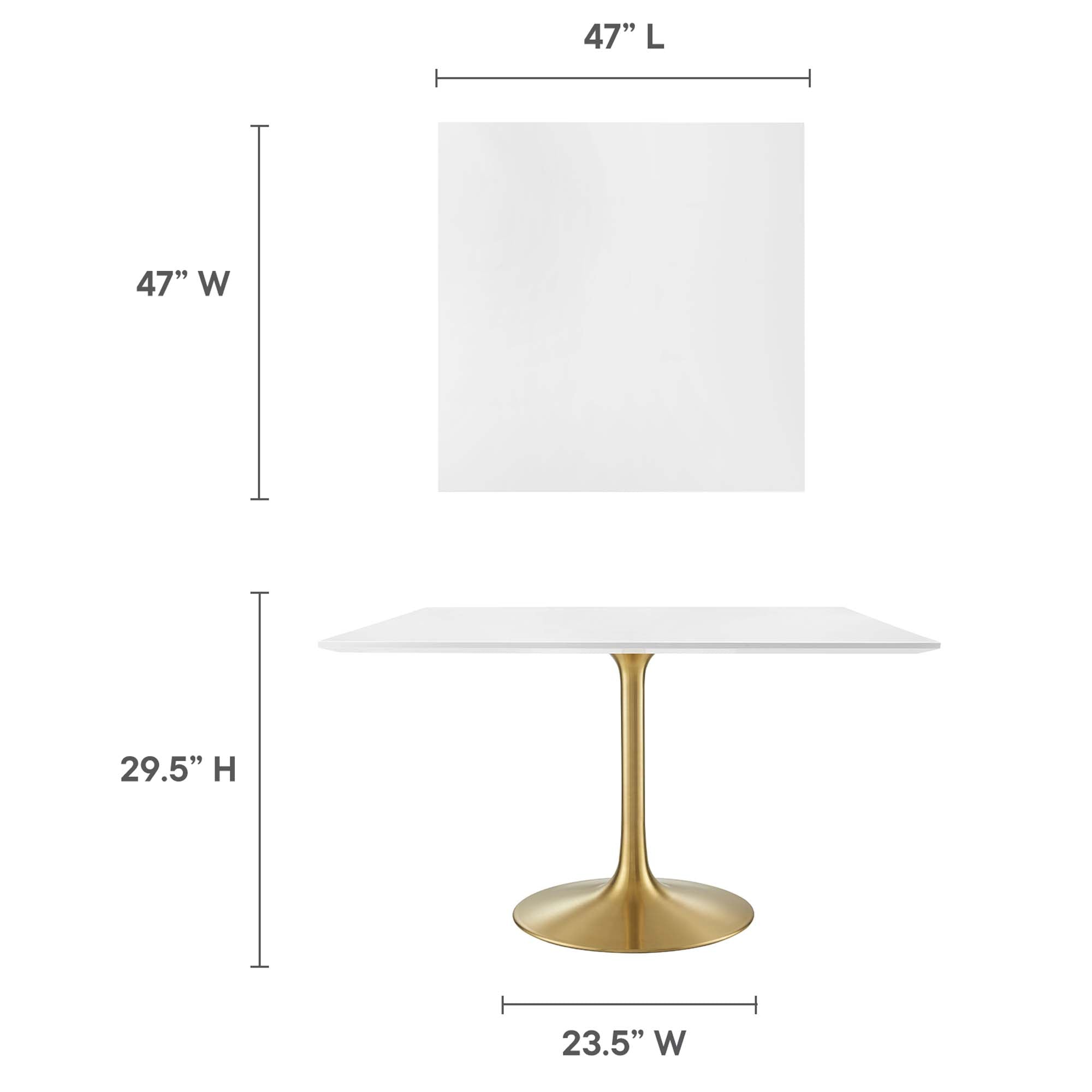 Lippa 48" Square Wood Dining Table - Gold White