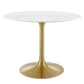 Lippa 40" Round Faux Marble Dining Table - Gold White