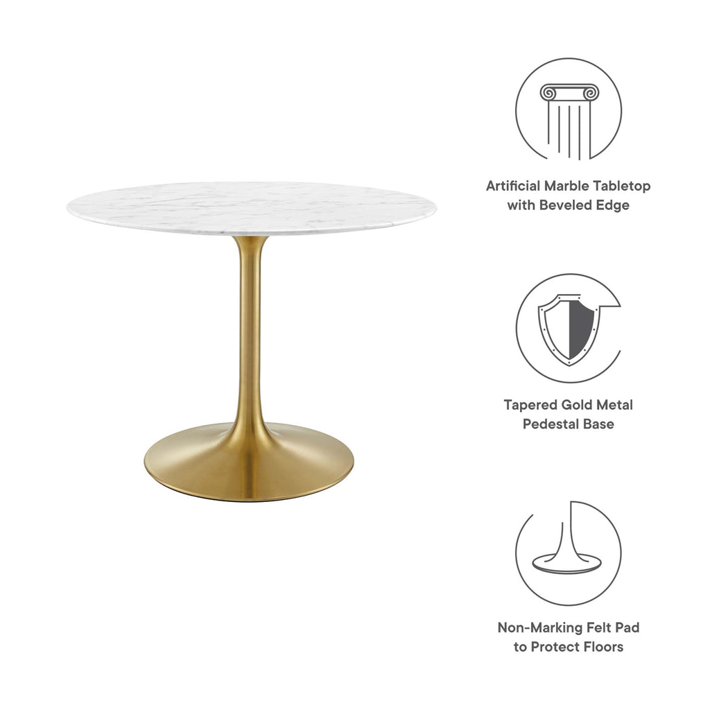 Lippa 40" Round Faux Marble Dining Table - Gold White