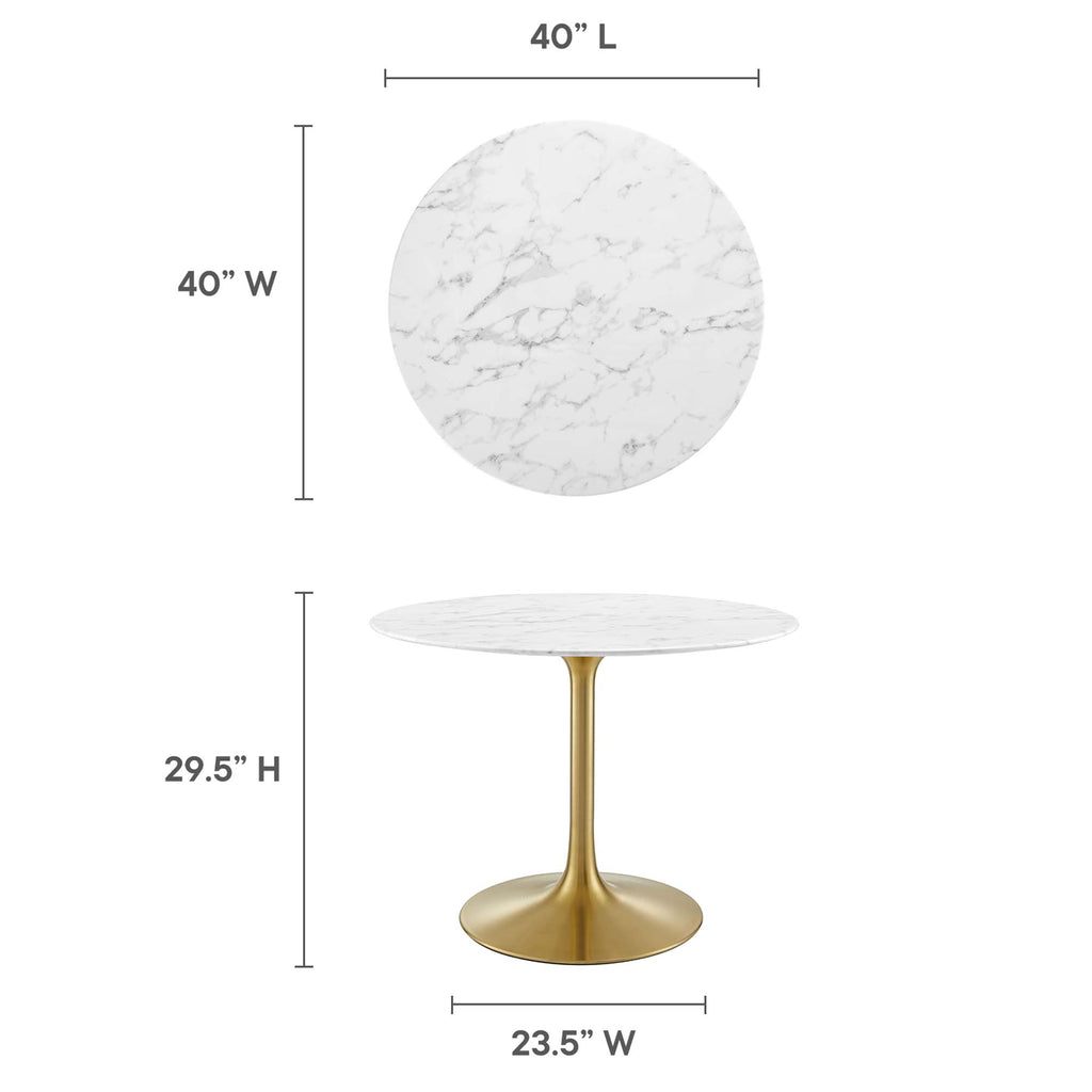 Lippa 40" Round Faux Marble Dining Table - Gold White