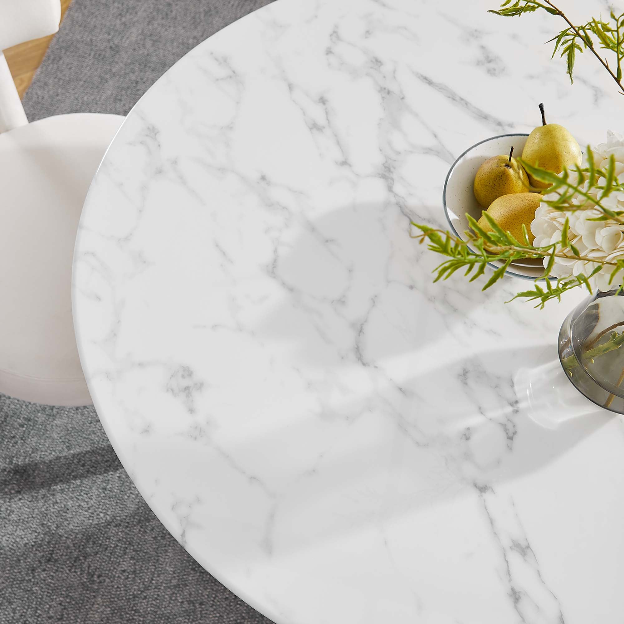 Lippa 40" Round Faux Marble Dining Table - Gold White