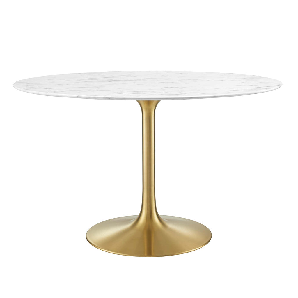 Lippa 48" Round Faux Marble Dining Table - Gold White