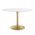 Lippa 48" Round Faux Marble Dining Table - Gold White