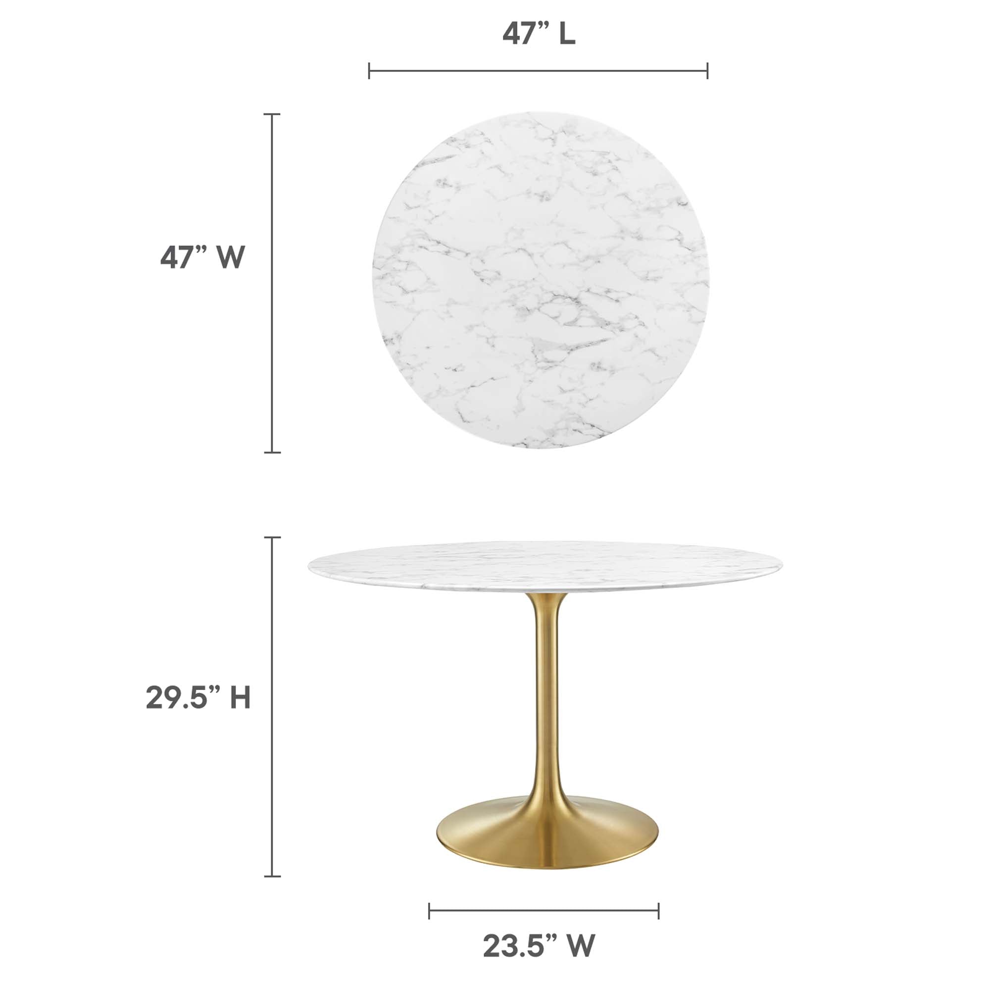 Lippa 48" Round Faux Marble Dining Table - Gold White