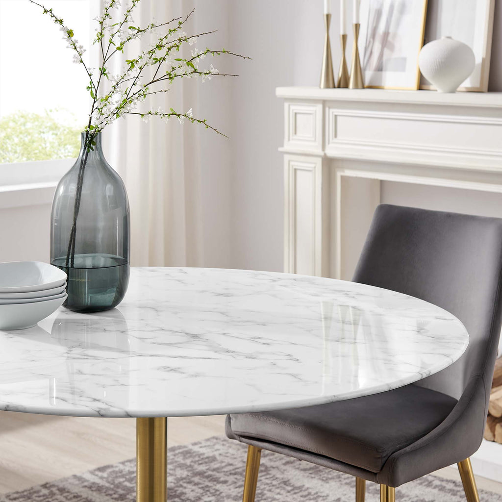 Lippa 48" Round Faux Marble Dining Table - Gold White