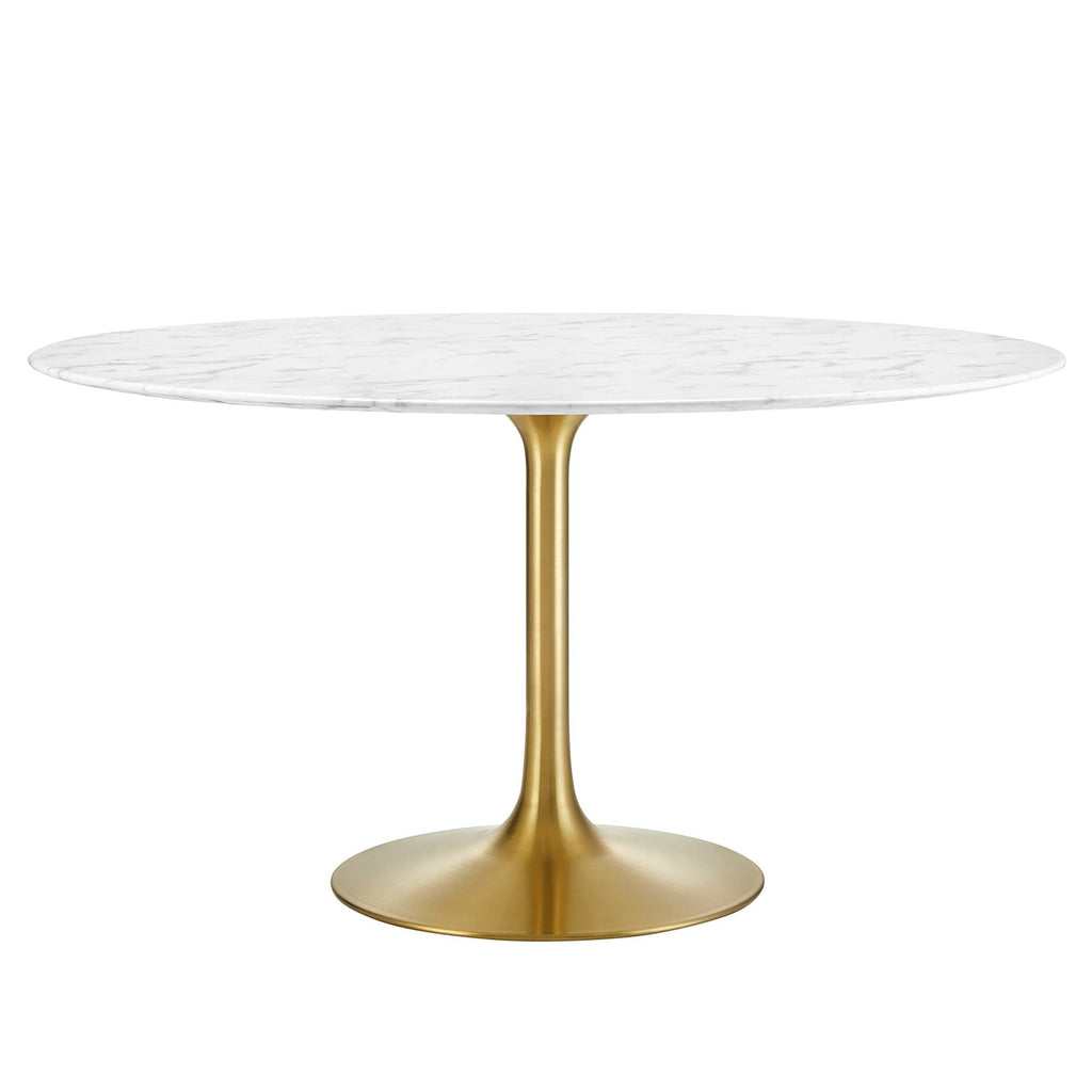 Lippa 54" Round Faux Marble Dining Table - Gold White