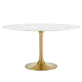 Lippa 54" Round Faux Marble Dining Table - Gold White