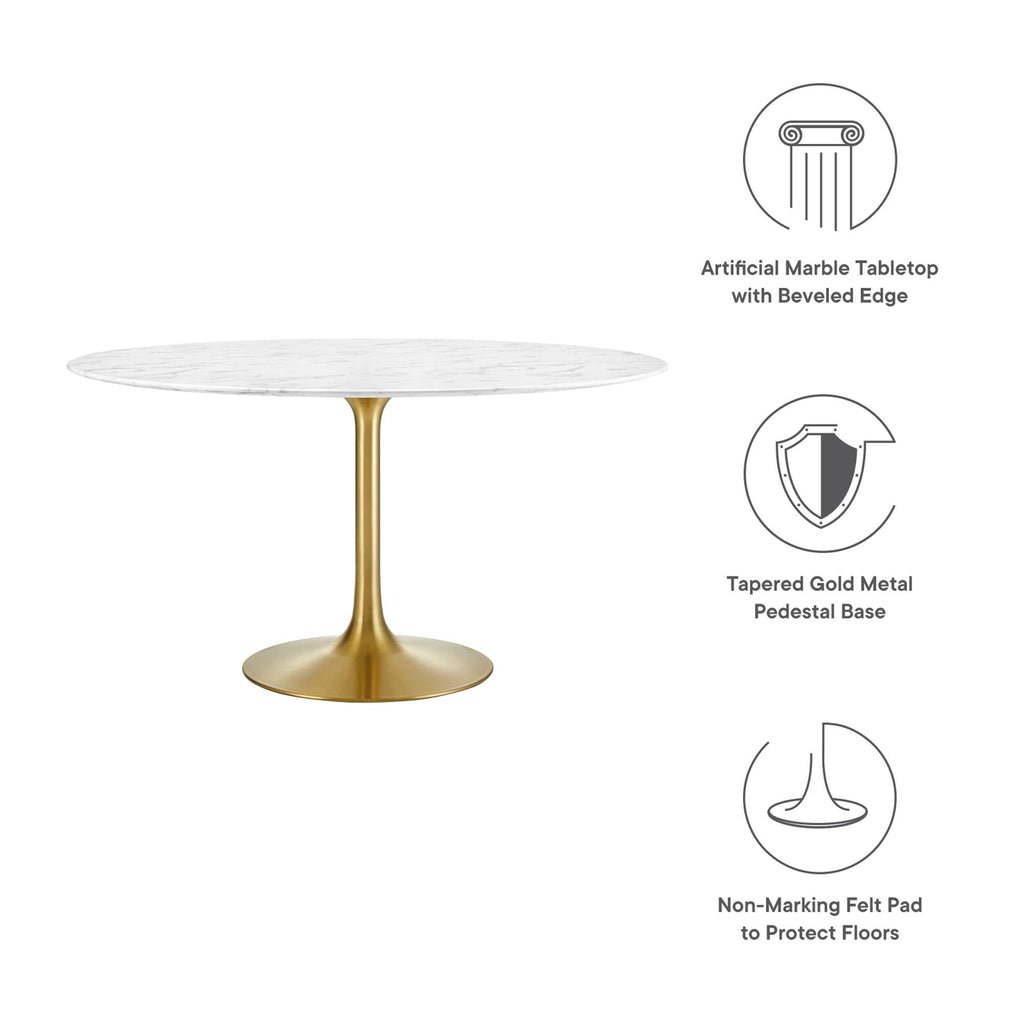 Lippa 54" Round Faux Marble Dining Table - Gold White