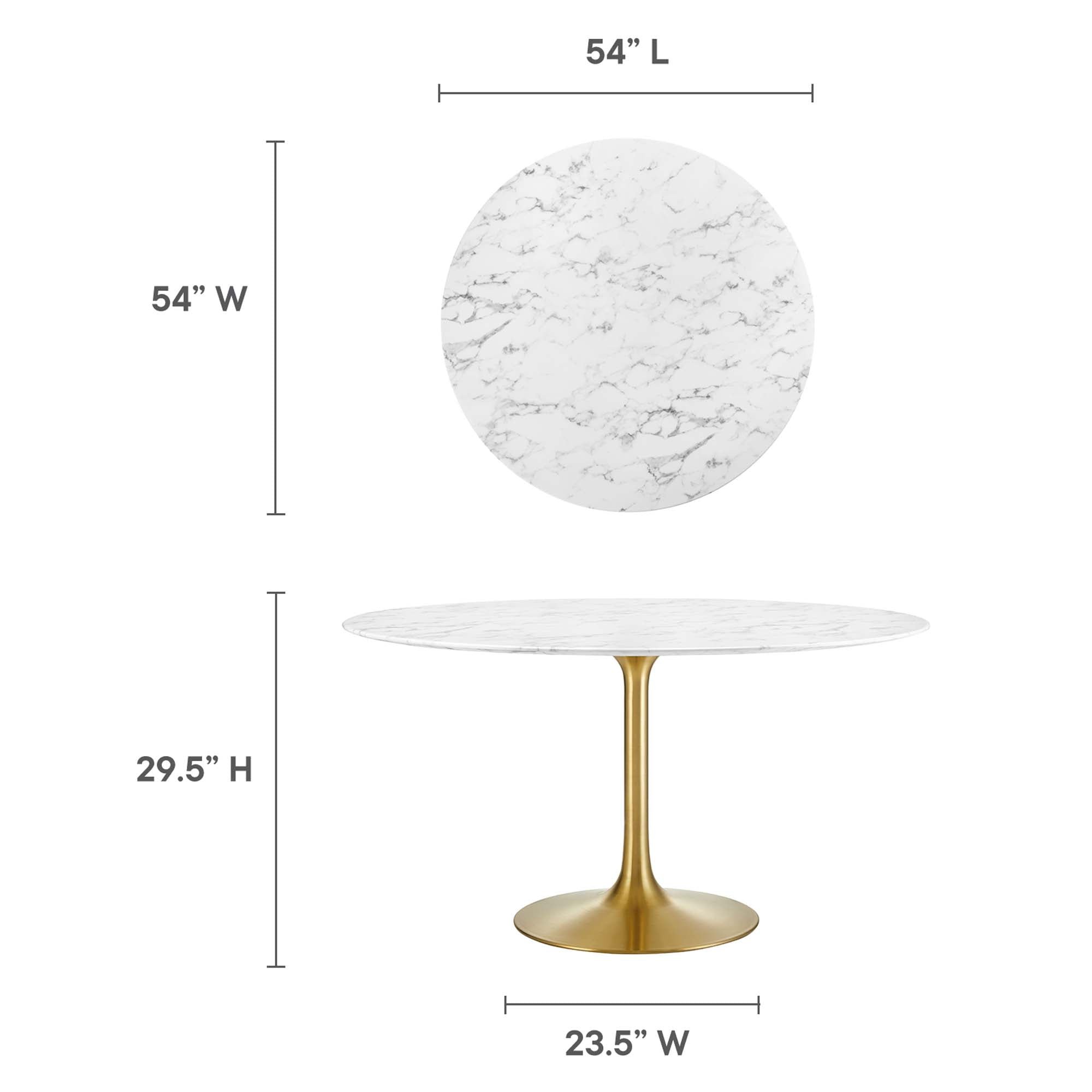 Lippa 54" Round Faux Marble Dining Table - Gold White