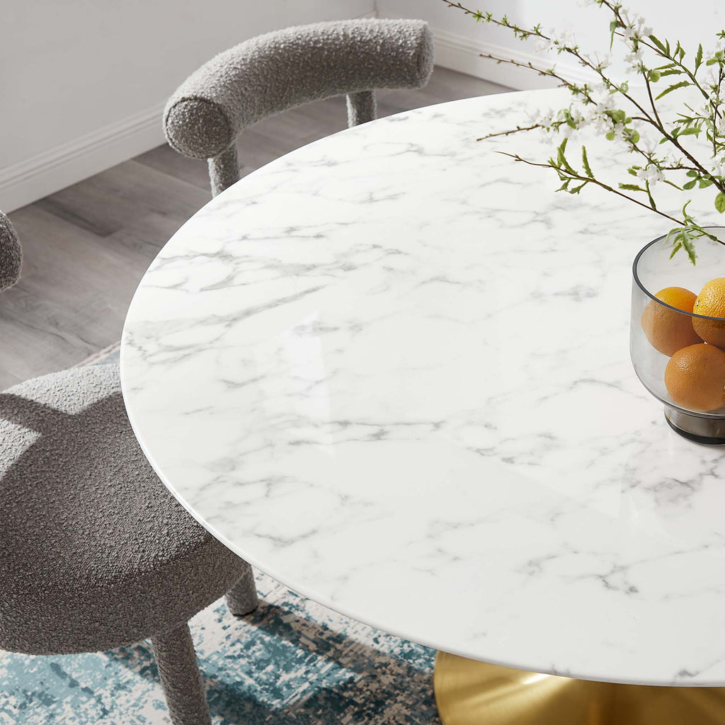 Lippa 54" Round Faux Marble Dining Table - Gold White