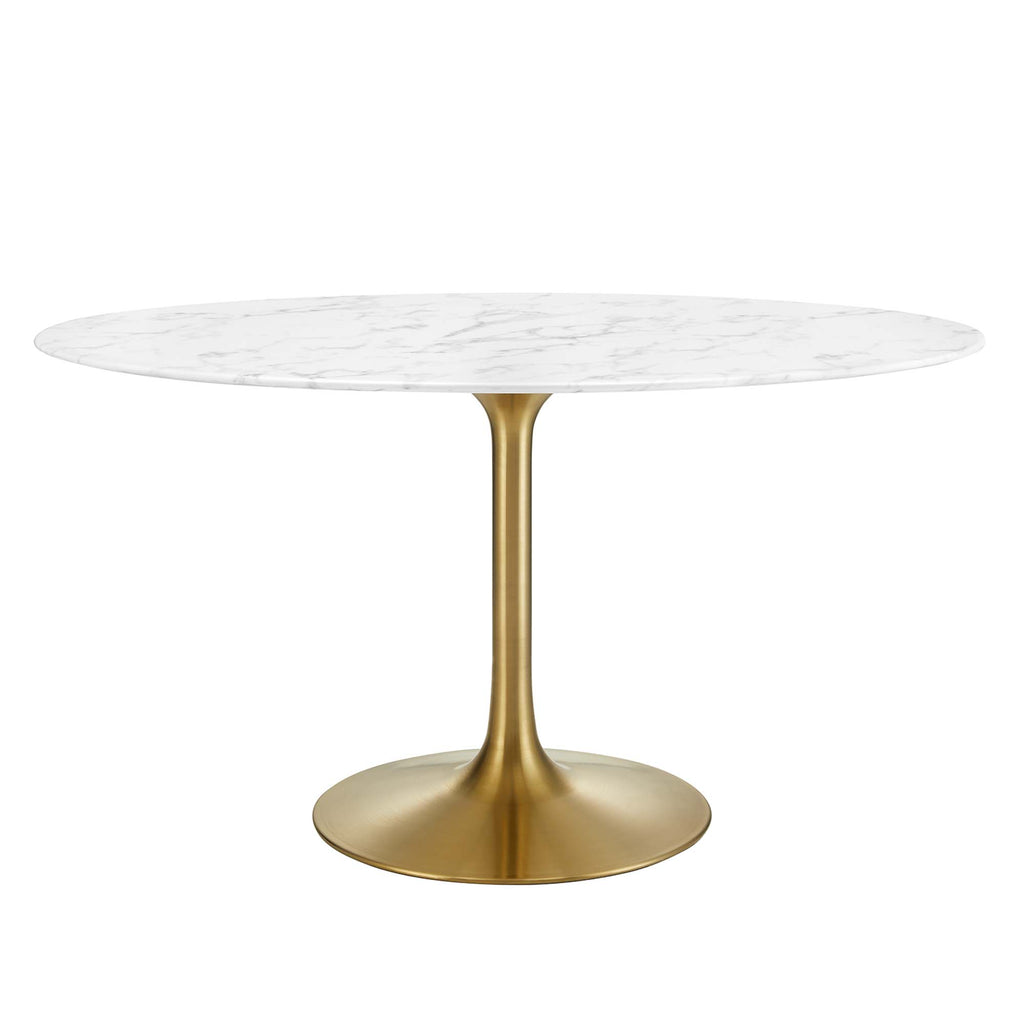 Lippa 54" Oval Faux Marble Dining Table - Gold White